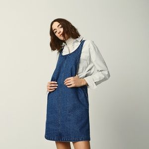 Frank & Oak Denim Pinafore Dress in Indigo